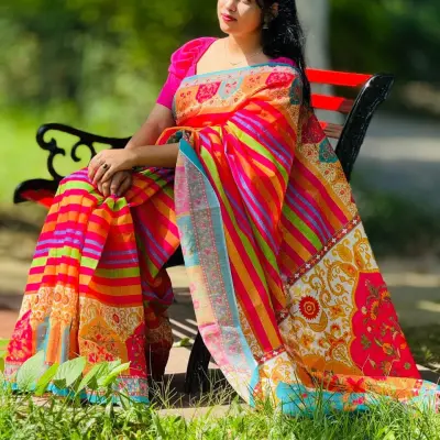 Chandery silk sharee secondary
